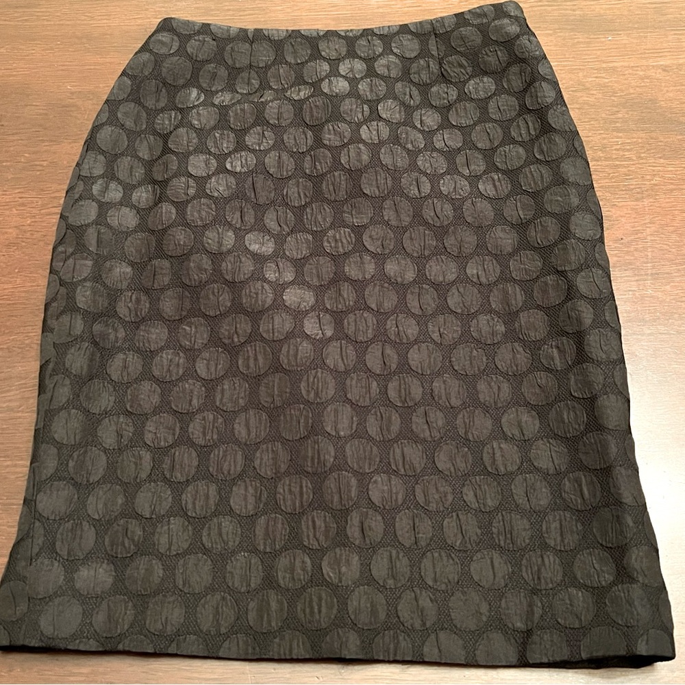 Anthropologie Maeve Brand Black Textured Polka Dot Pencil Skirt - Picture 2 of 10